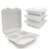 Коробки-раскладушки для посуды из багассы с 3 отделениями