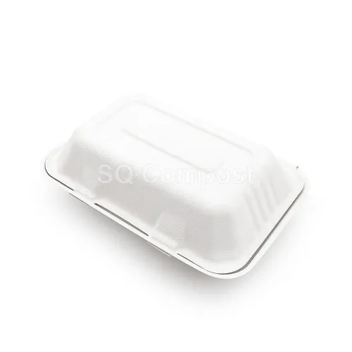 Vaisselle en bagasse Boîtes à clapet 9 ”× 6” avec compartiment unique