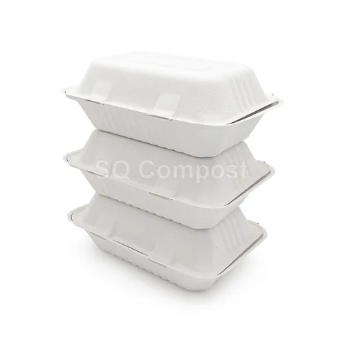 Vaisselle en bagasse Boîtes à clapet 9 ”× 6” avec compartiment unique