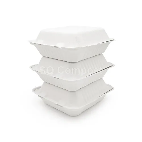 Boîtes à clapet pour vaisselle en bagasse avec un seul compartiment