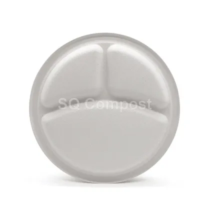 Round Bagasse Plate with 3-Compartment