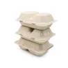 Bagasse Tableware 9”×6” Clamshell Boxes with 2-Compartment