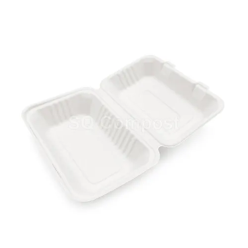 Коробки-раскладушки для столовой посуды из багассы 9 дюймов × 6 дюймов с одним отделением