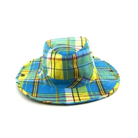 Breathable Wide-brimmed Plaid Safari Hat Cowboy Caps