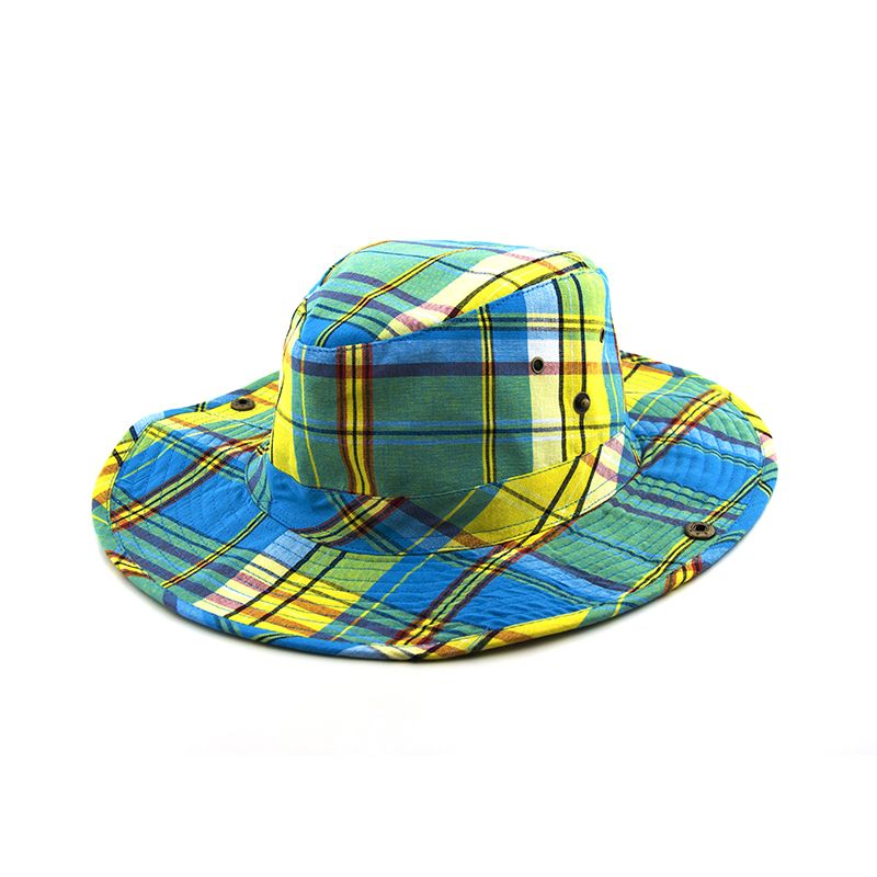 Cappellini da cowboy con cappello da safari scozzese a tesa larga traspiranti