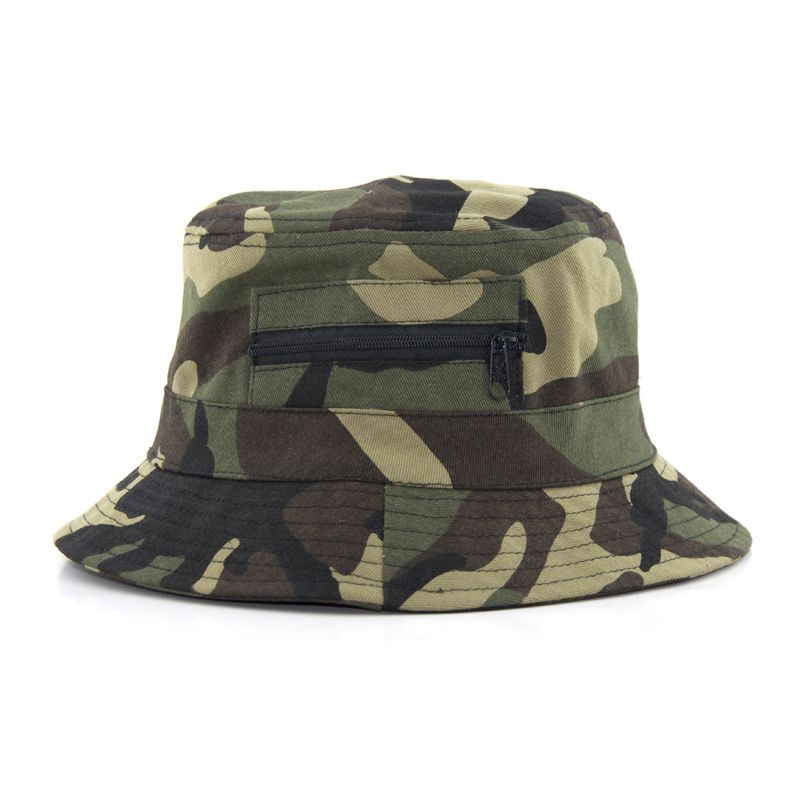 High Quality Camouflage Bucket Hat with Zipper Pocket