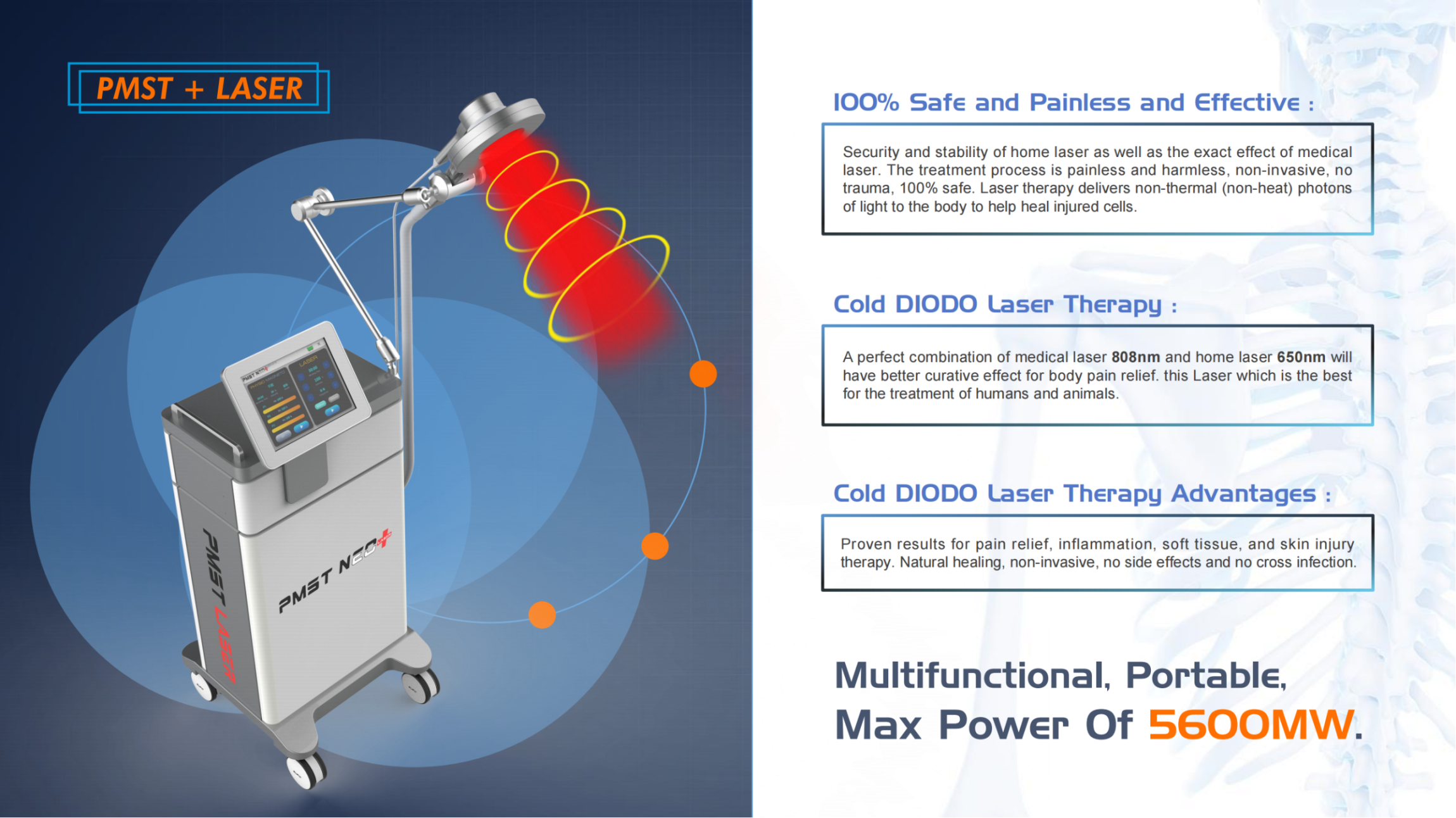 Multifunction 2 in one EMTT Physio Magneto 808 Diode laser Pain Relief device