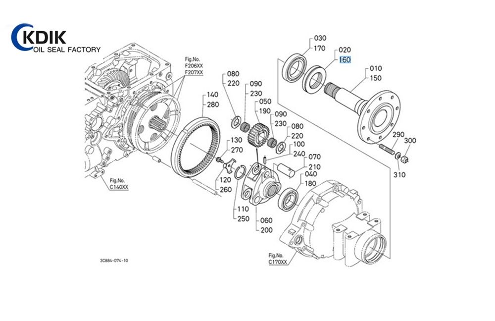 XQ0507E 3C001-48250 Rear Axle Oil Seal For Kubota Part NO.5