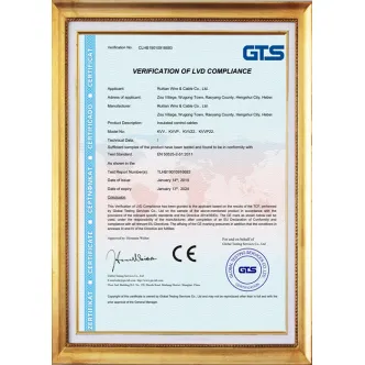 Certificat CE pour câble de commande