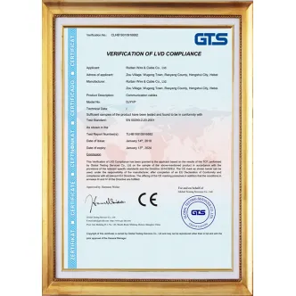 Сертификат CE для компьютерного кабеля связи
