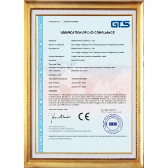 Certificado CE para fio elétrico