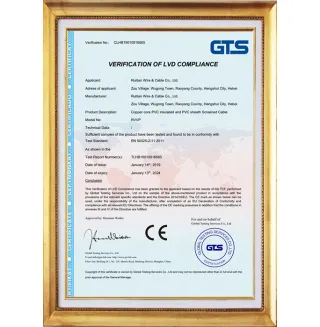 Certificado CE para blindaje de cable
