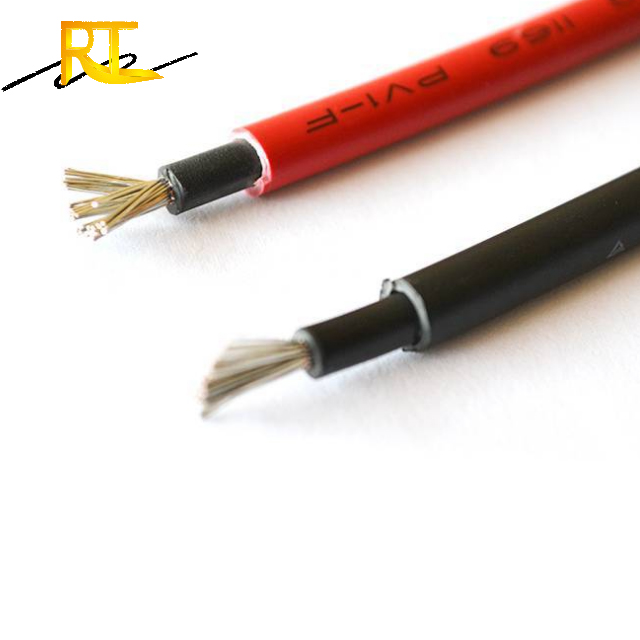 Fornecimento de cabo ruitiano de alta qualidade condutor de cobre revestido de estanho isolamento XLPO cabos solares fotovoltaicos vermelho/preto