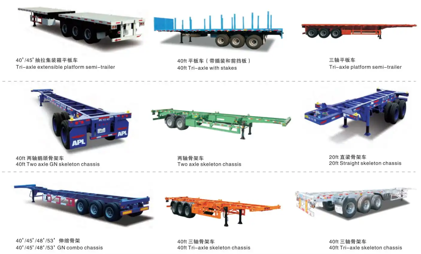 3 axles Flatbed Container Trailer