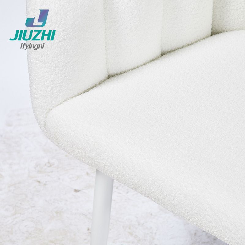 Finger Lamb Fabric Upholstered Armrest Dining Chair