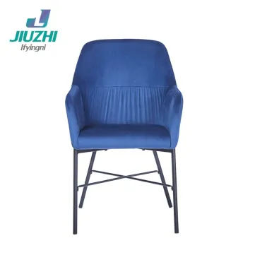 Blue Velvet Upholstered Armrest KD Dining Chair