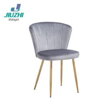 Wood Color Metal Leg Velvet Princess Dining Chair