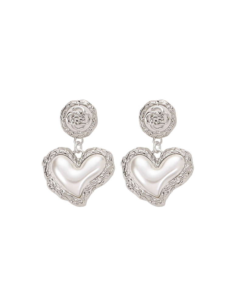 Zircon pendant earrings heart shaped pearls party earrings