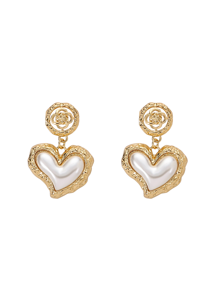 Zircon pendant earrings heart shaped pearls party earrings