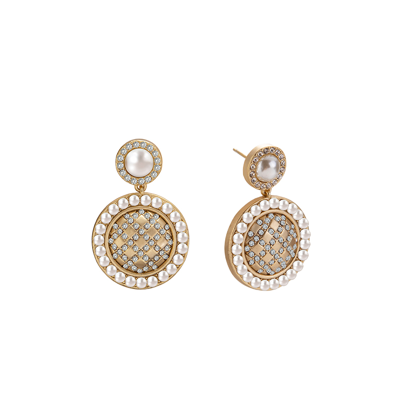 Big disc diamond drop stud exaggerated geometric shape drop earrings