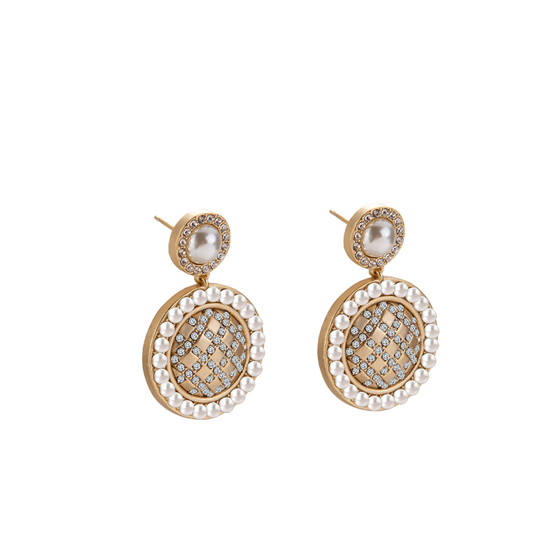 Big disc diamond drop stud exaggerated geometric shape drop earrings