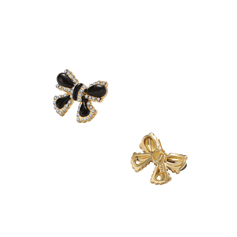 Bow-knot butterfly diamond stud earrings