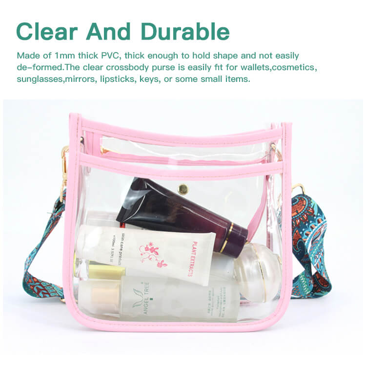 clear crossbody bag,clear crossbody purse,clear stadium crossbody bag