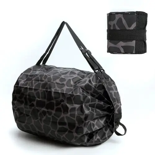 Sac Fourre-tout Extensible Avec Porte-clés - Mini Sac Pliable - Nylon - 39x28x7 Cm Déplié - Idéal Courses, Quotidien, Voyage