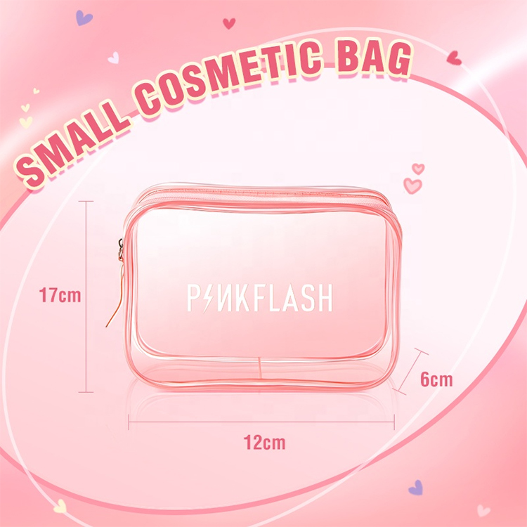 Pink clear makeup bag, Fashion cosmetic bag,Pink toiletry bag