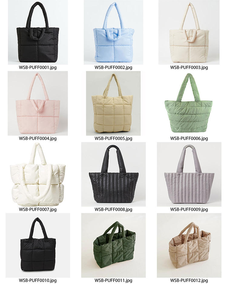puffer tote bag, puffy tote bag, Quilted Handbags