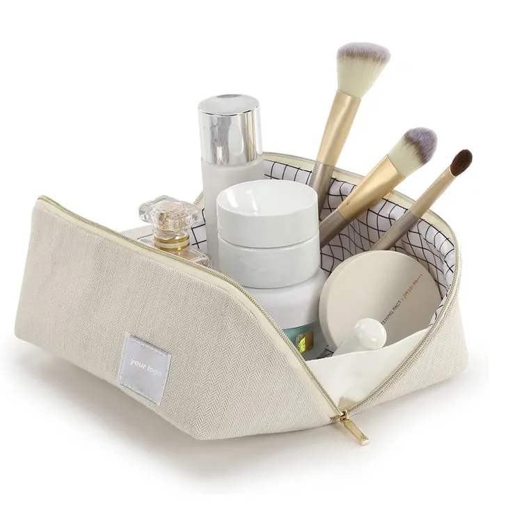 Organic cotton makeup bag， Ecofriendly Cosmetic Bag