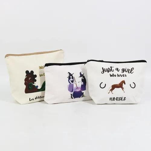 Organic cotton makeup bag， Ecofriendly Cosmetic Bag