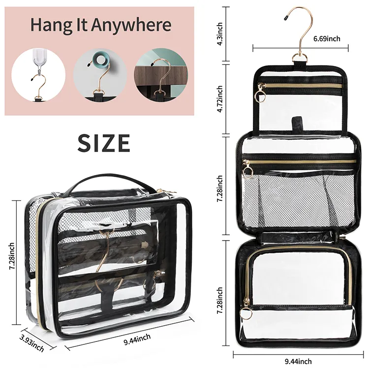 toiletry bag with hanging hook,wash bag with hook,hook toiletry bag