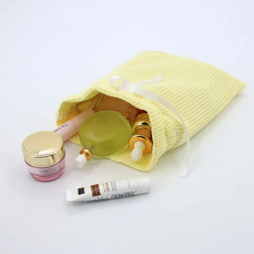 Closure Type Drawstring waffle drawstring closure bag, waffle cotton pouch, drawstring bag