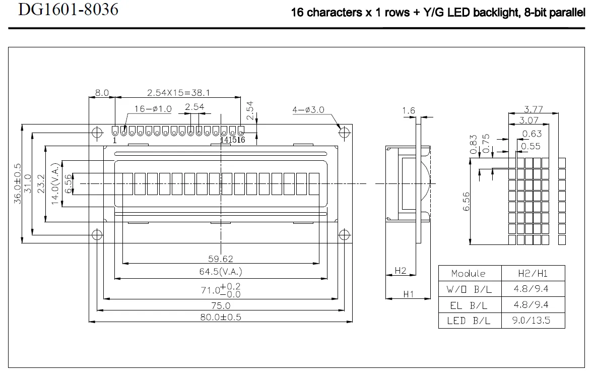 Character LCD Module 16*1 8-bit parallel