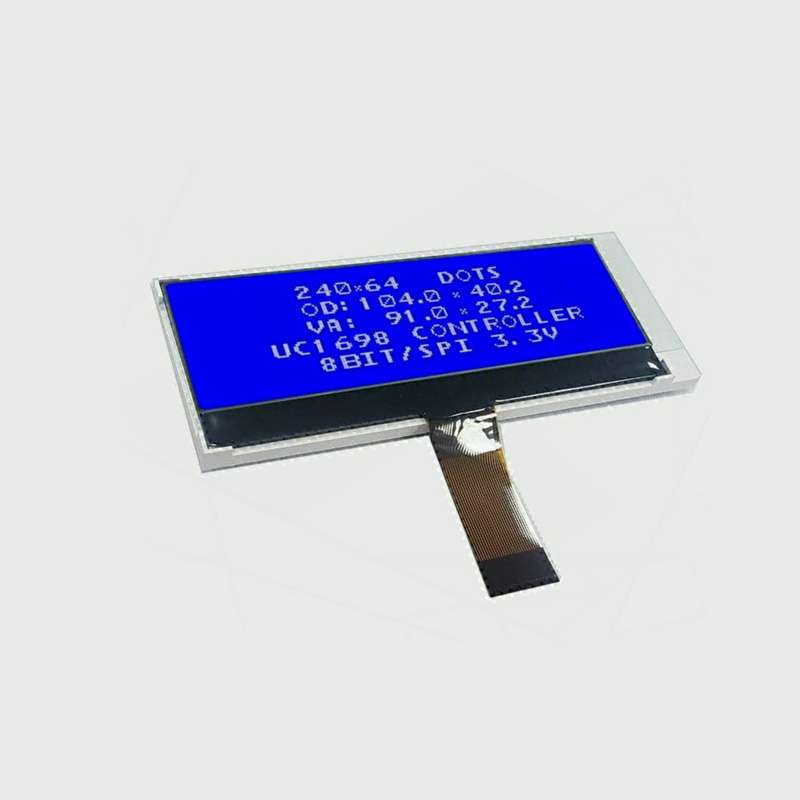 240*64, STN white blue, Graphic LCD module, backlight, 8-bit parallel