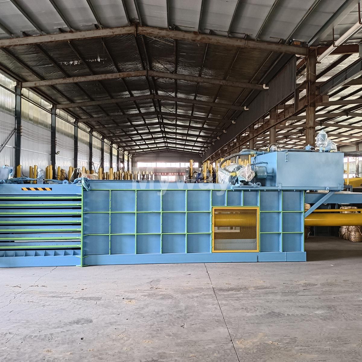 What machines are needed in a waste fiber recycling line?