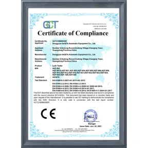 Leak testing machine CE-EMC certificate