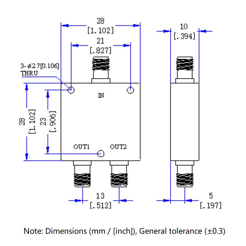 2 Way SMA Resistive Power Divider/Combiner DC-6GHz