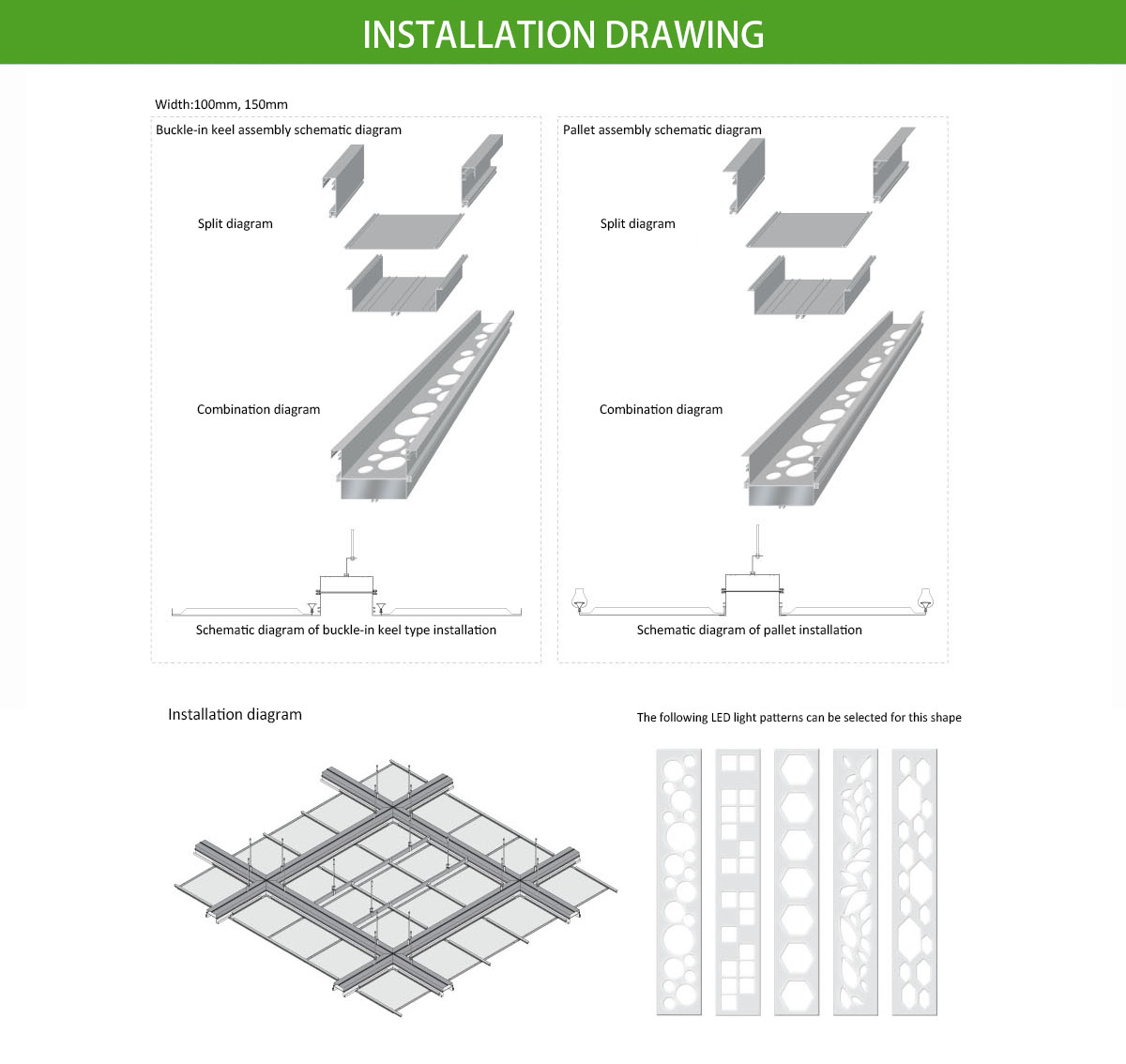 LED Light Groove Slot Aluminum Ceiling