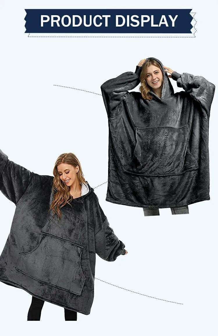 Wholesale Wearable Oversized Sweatshirt Blanket Sherpa Hoodie Blanket wholesale-wearable-oversized-sweatshirt-blanket-sherpa-hoodie-blanket