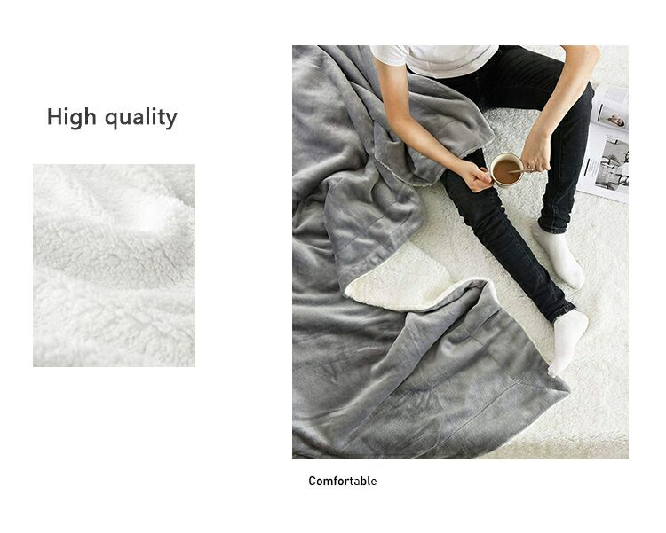 Wholesale Super Soft Luxurious Double PLY Gray Plush Blanket Flannel Sherpa Blanket for Winter