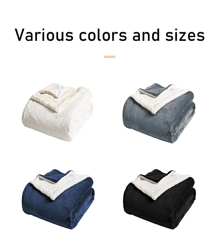 Wholesale Super Soft Luxurious Double PLY Gray Plush Blanket Flannel Sherpa Blanket for Winter