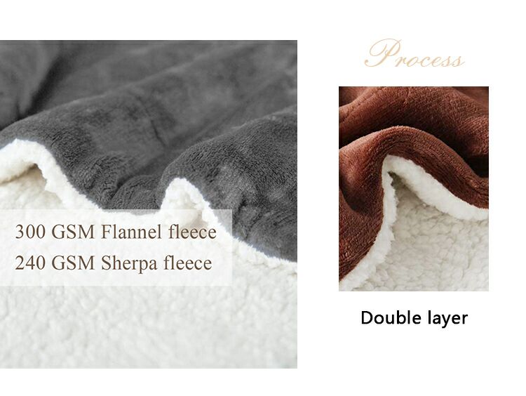 Wholesale Super Soft Luxurious Double PLY Gray Plush Blanket Flannel Sherpa Blanket for Winter