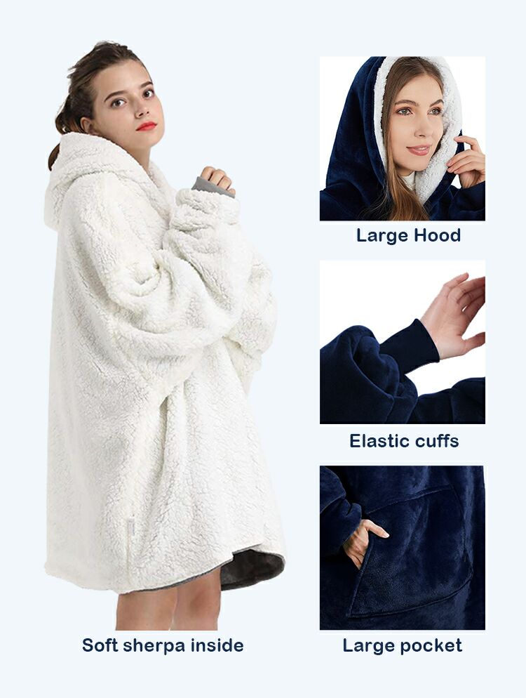 Wholesale Wearable Oversized Sweatshirt Blanket Sherpa Hoodie Blanket