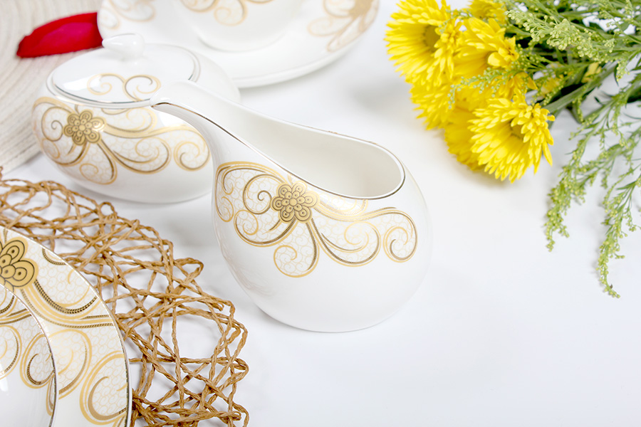 Ceramic Golden Design Bone China Dinner Set Tableware Round Dinnerware Plate Sets