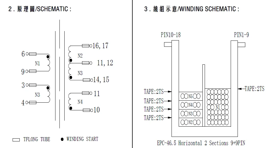 EPC46.5 High Frequency Transformer step Down Transformer
