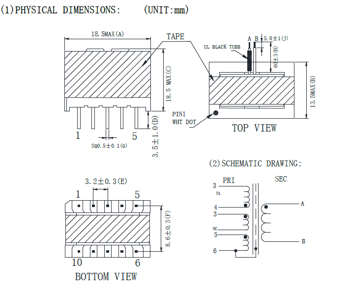 ATQ1711-2 High Frequency Transformer for charger