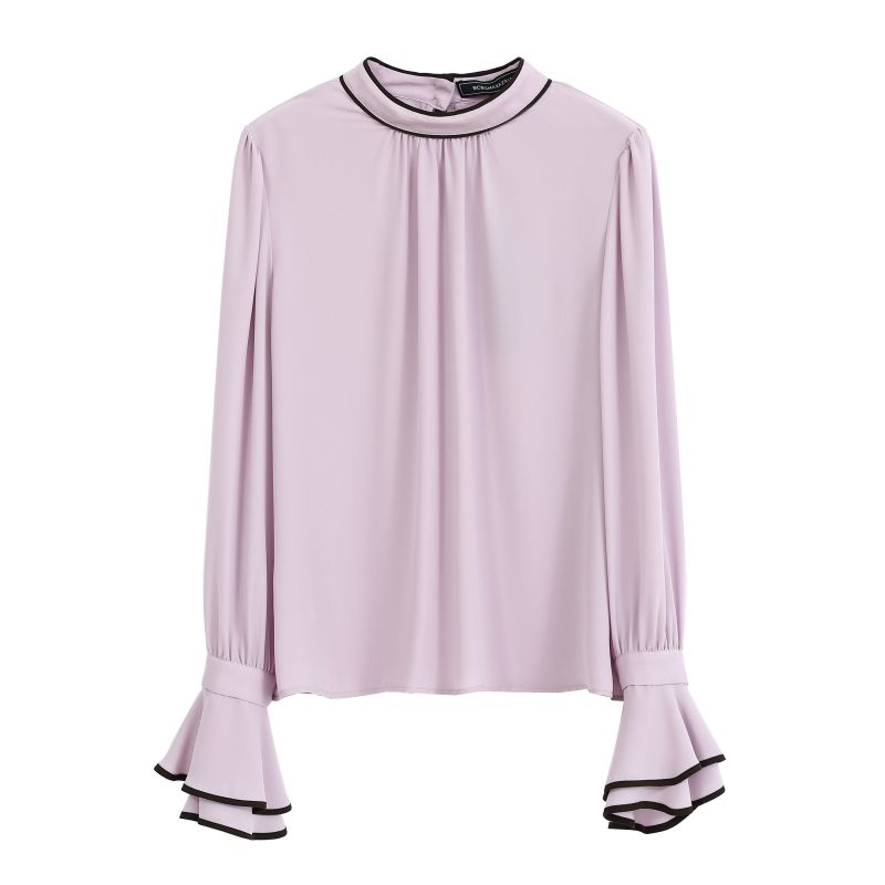 Round neck silk satin elegant blouse