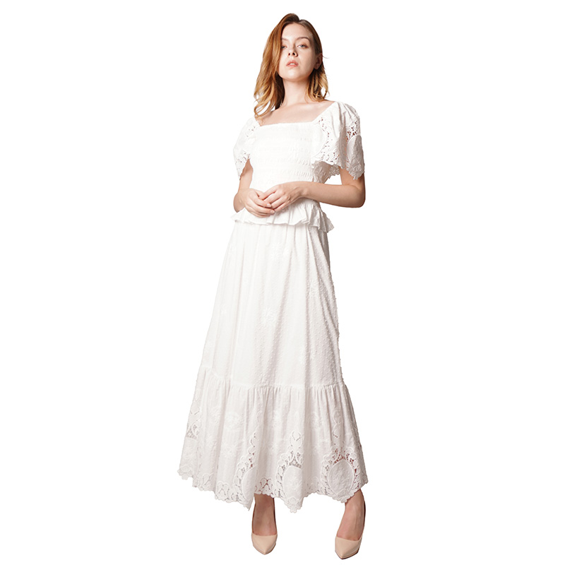 Hollow weave elegant long skirt